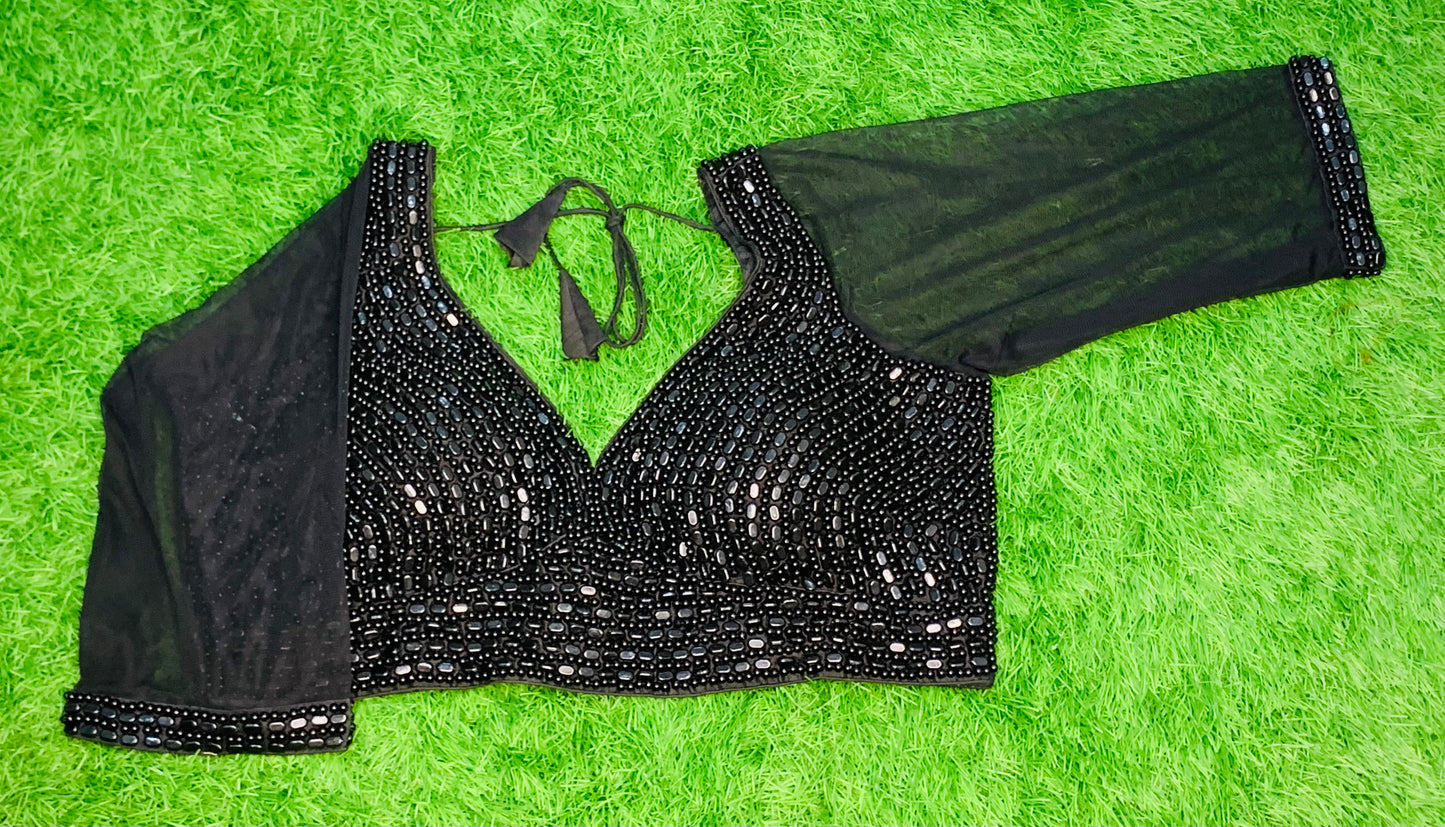 Black Pearl blouse with net hands