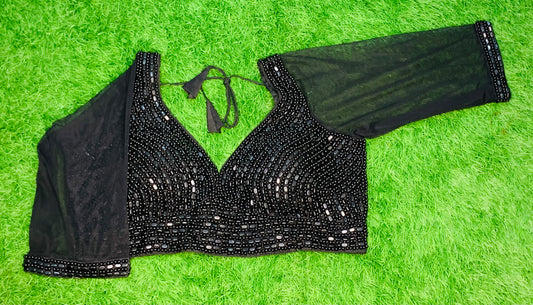 Black Pearl blouse with net hands