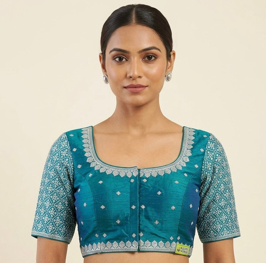 Silver sequence embroidery blouse