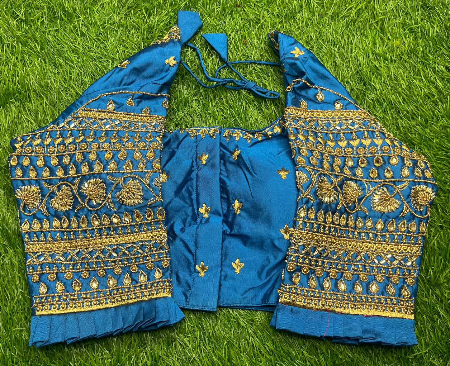 Sky 🌌 blue maggam work stone work hand work blouse 👚