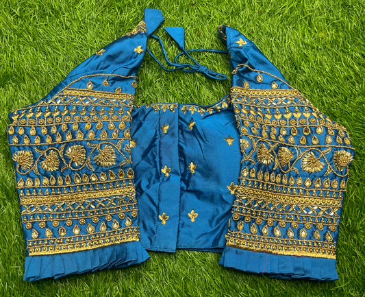 Sky 🌌 blue maggam work stone work hand work blouse 👚