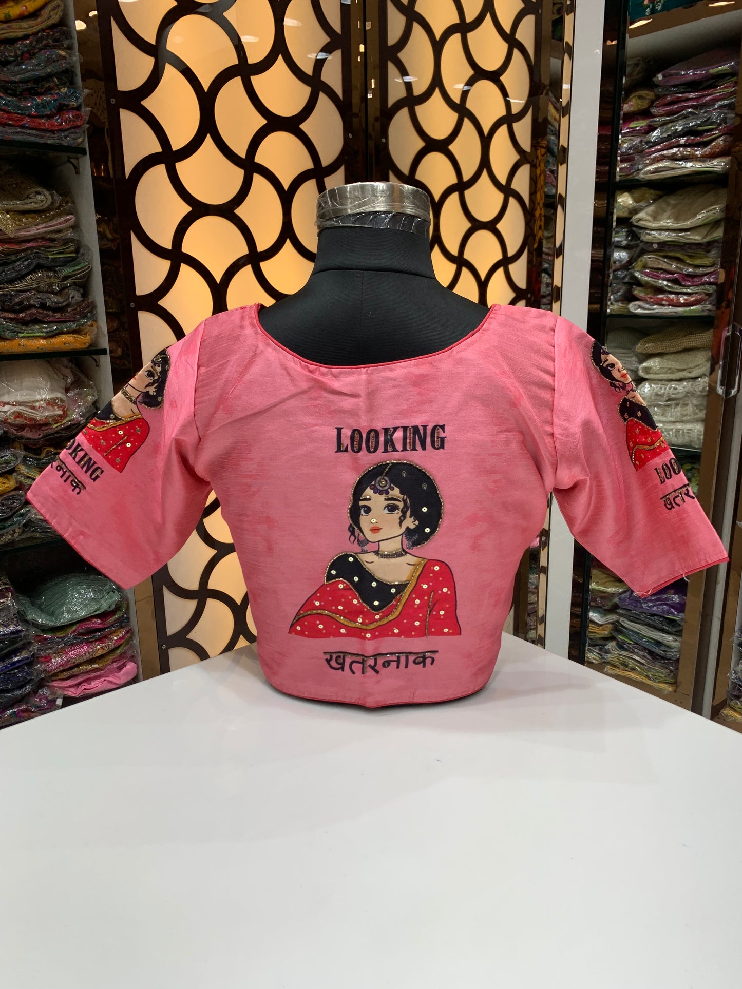Digital print with different wording fancy blouse