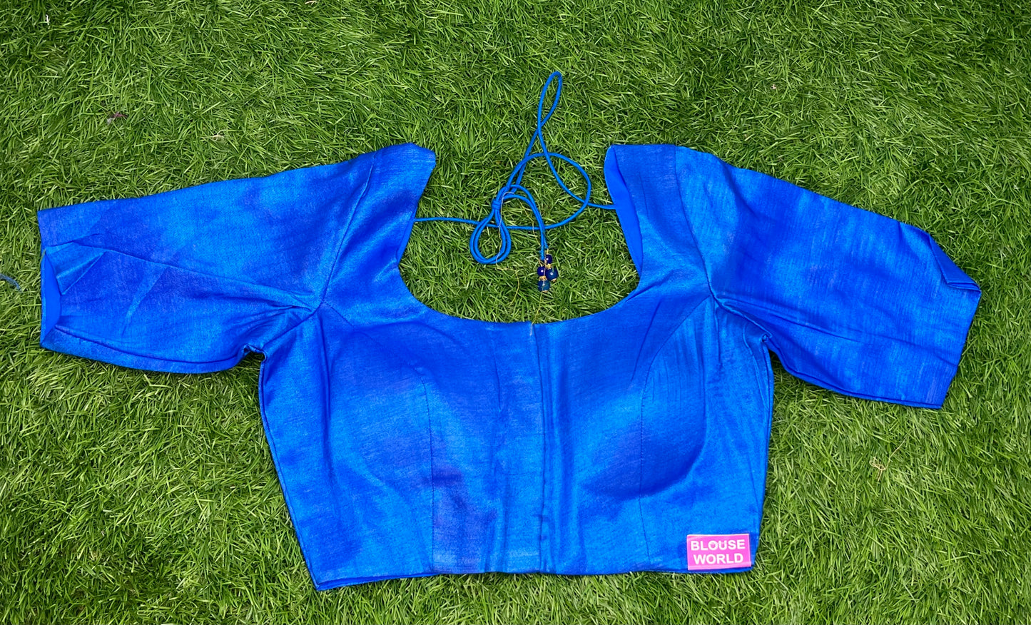 Fairoza blue tissue plain blouse with silver shining blouse