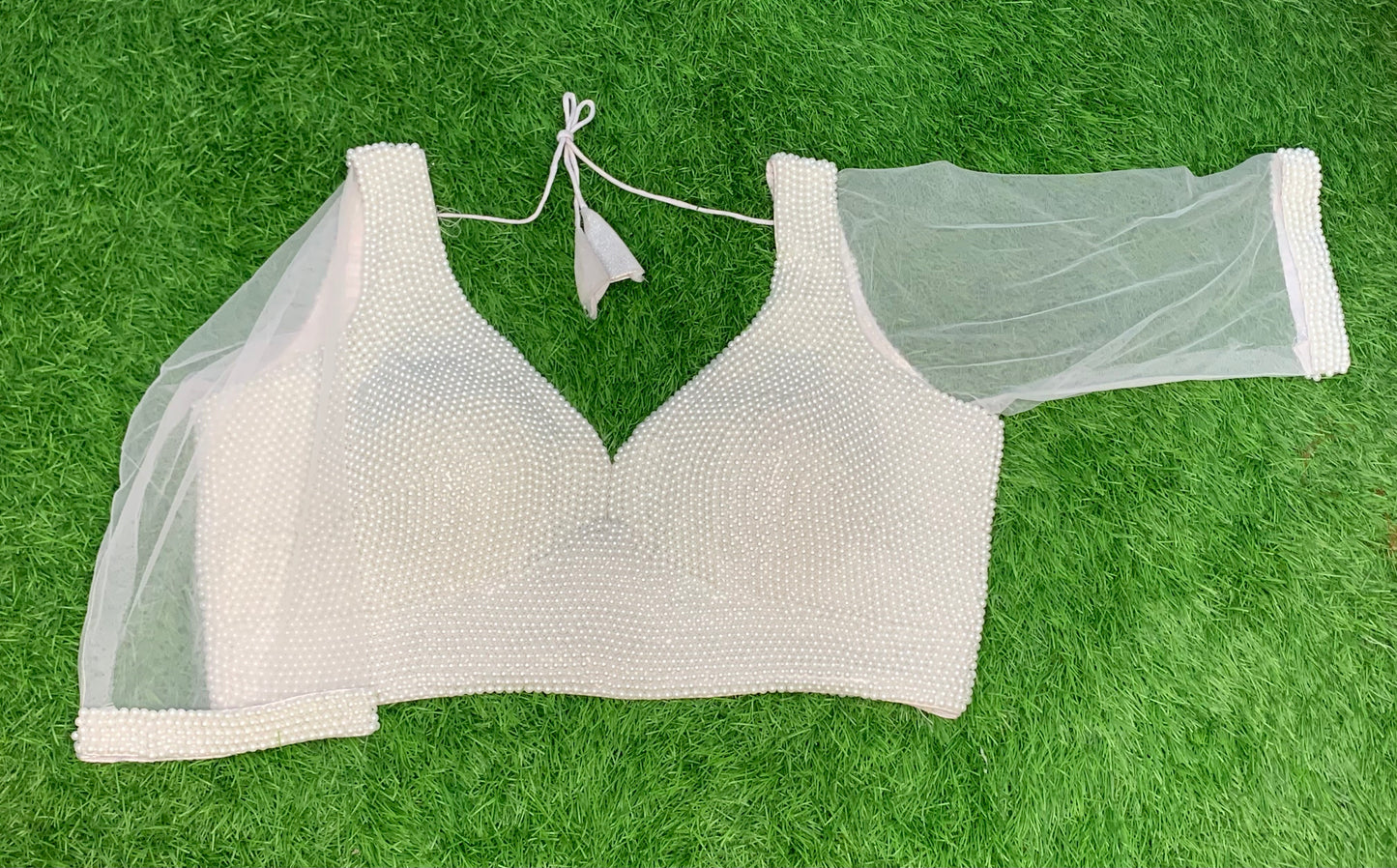 White Pearl blouse with net hands