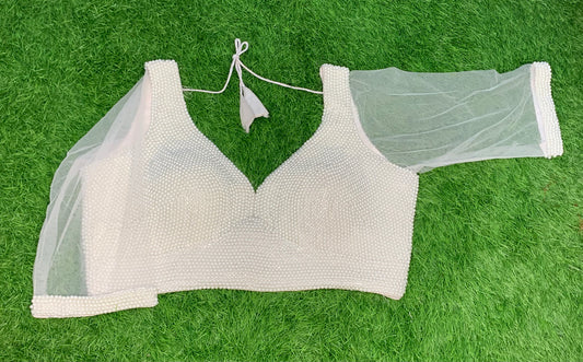 White Pearl blouse with net hands