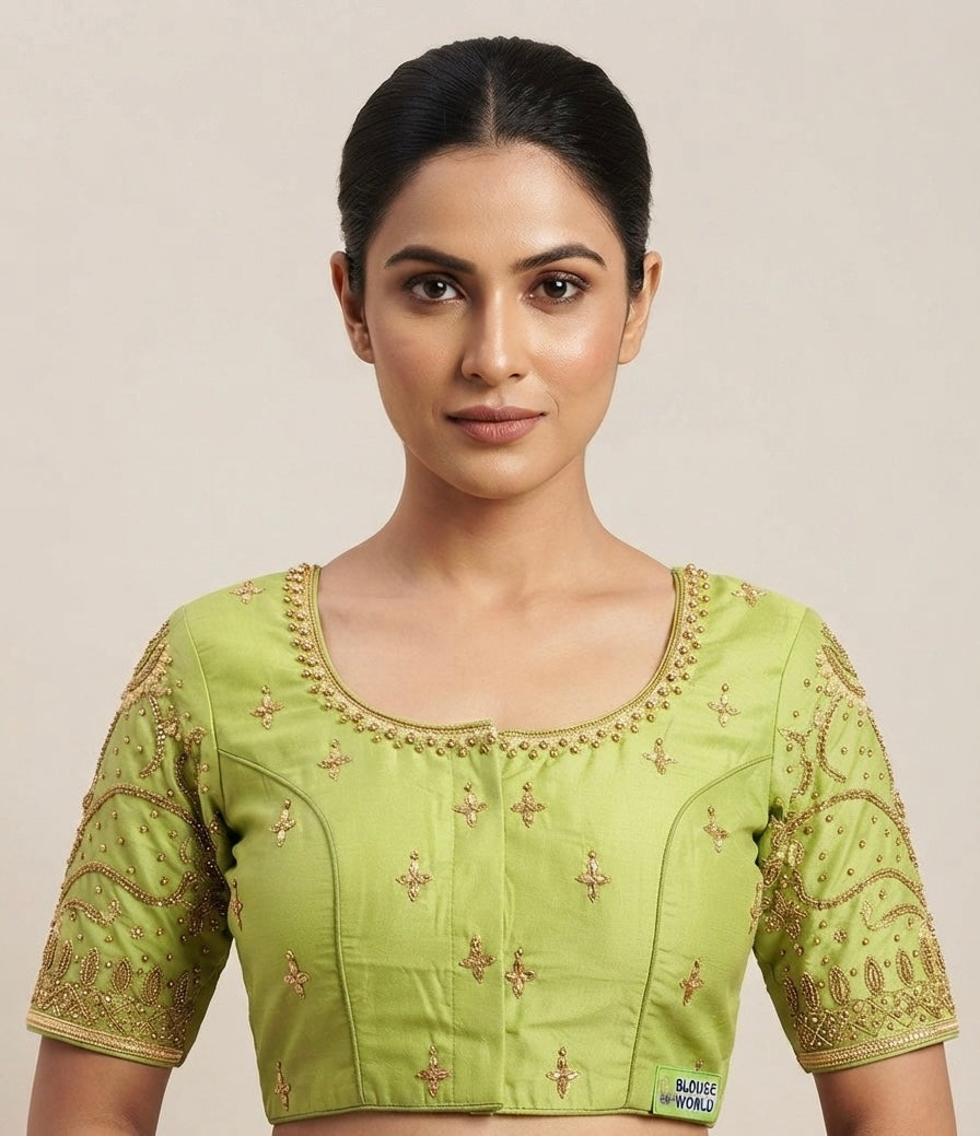 Green maggam work blouse 👚