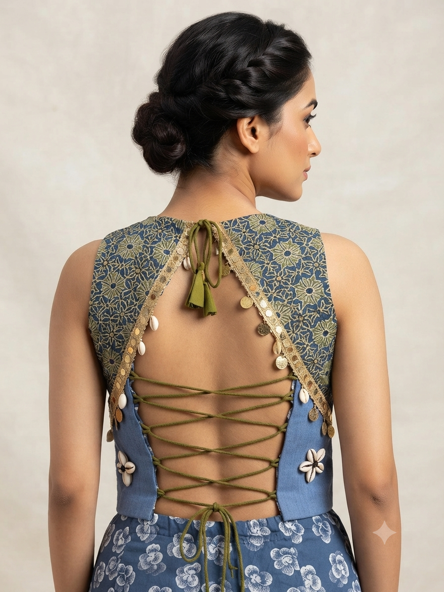 Navratri dandiya 🥢 sleeveless backless blouse 👚
