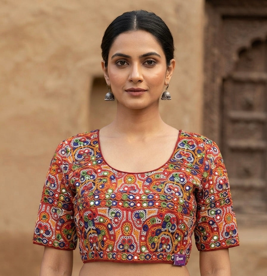 Kutch work with mirror Blouse 👚