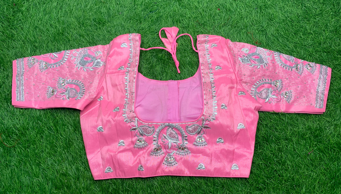Baby pink hanging designer blouse 👚