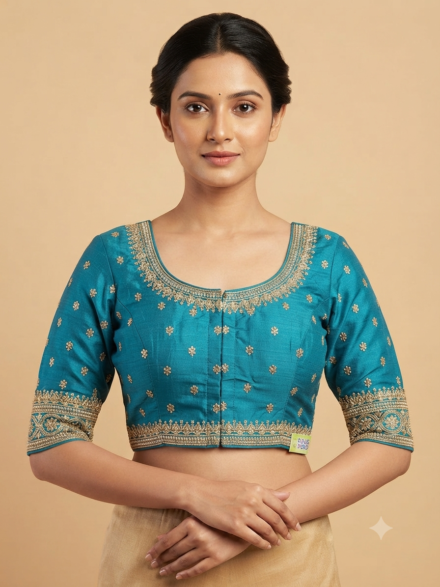 Sky Blue embroidery work Blouse 👚