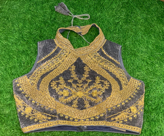 Alter neck grey blouse with hands