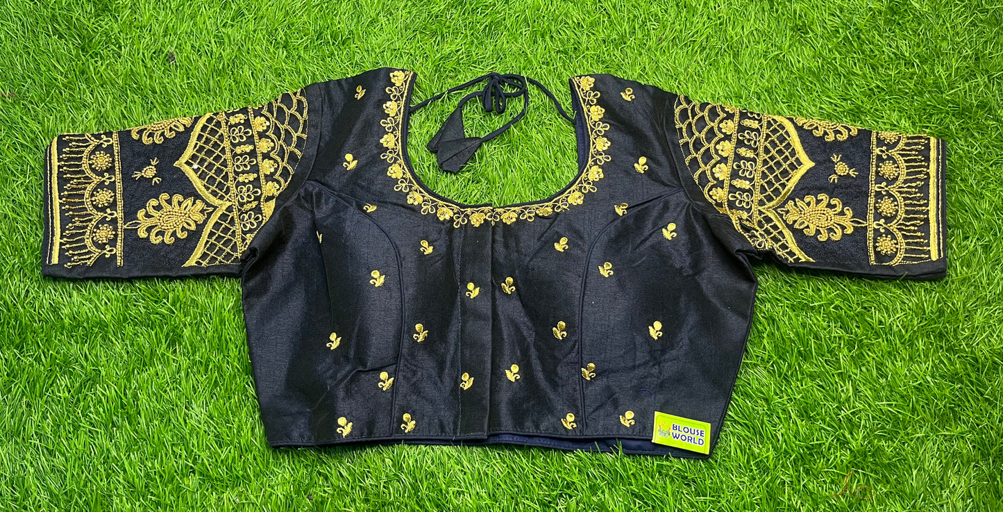 Navy blue heavy thread work blouse 👚