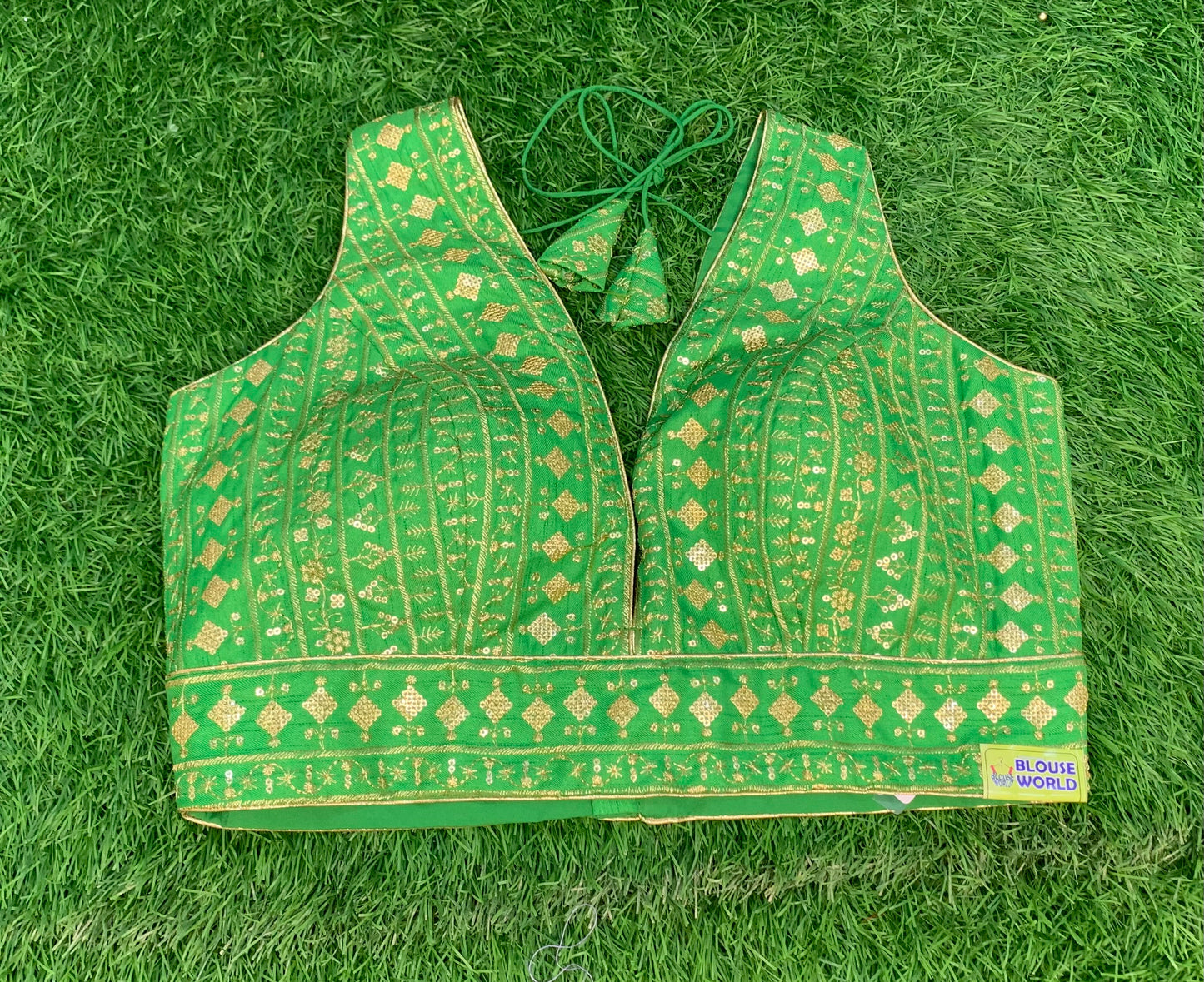 Green fancy blouse with hands