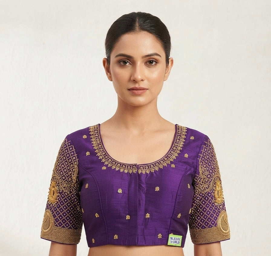 Purple maggam work blouse