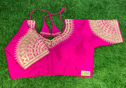 Rani hot pink blouse with golden work