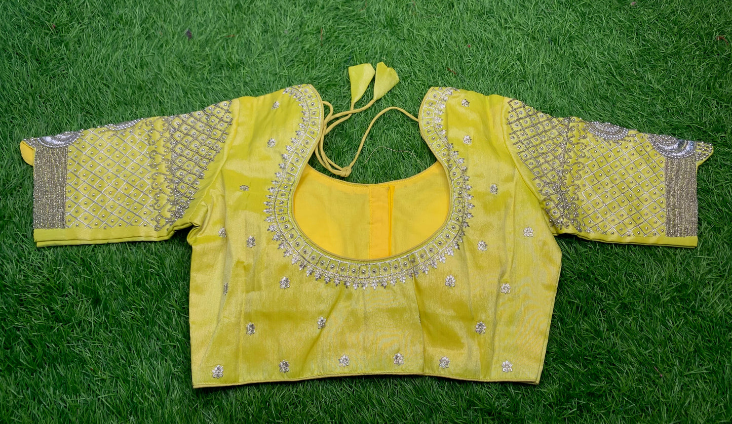Lemon 🍋 yellow small Moti work blouse