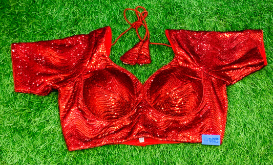 Red sequence with hands blouse
