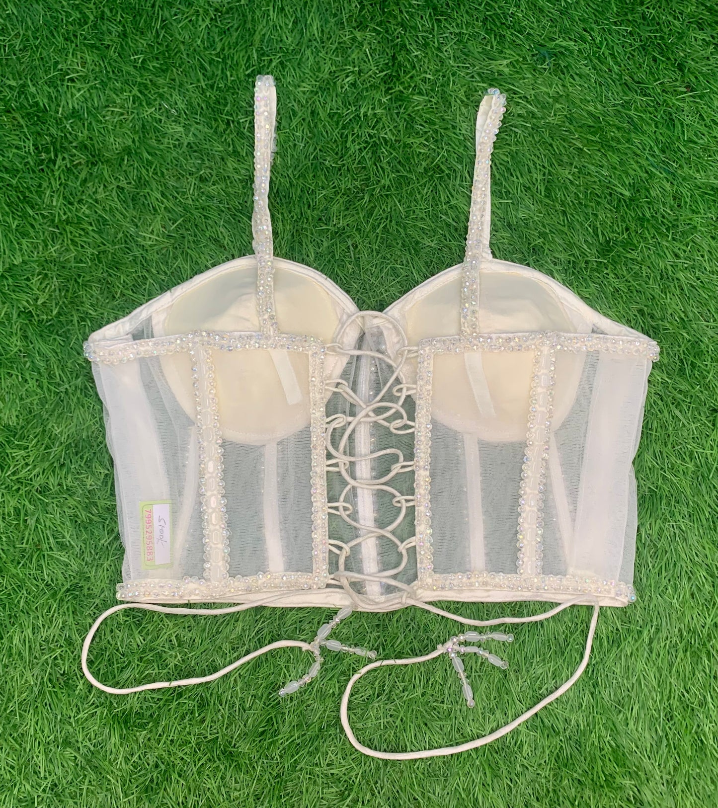 Off white colour Crystal stone corset blouse