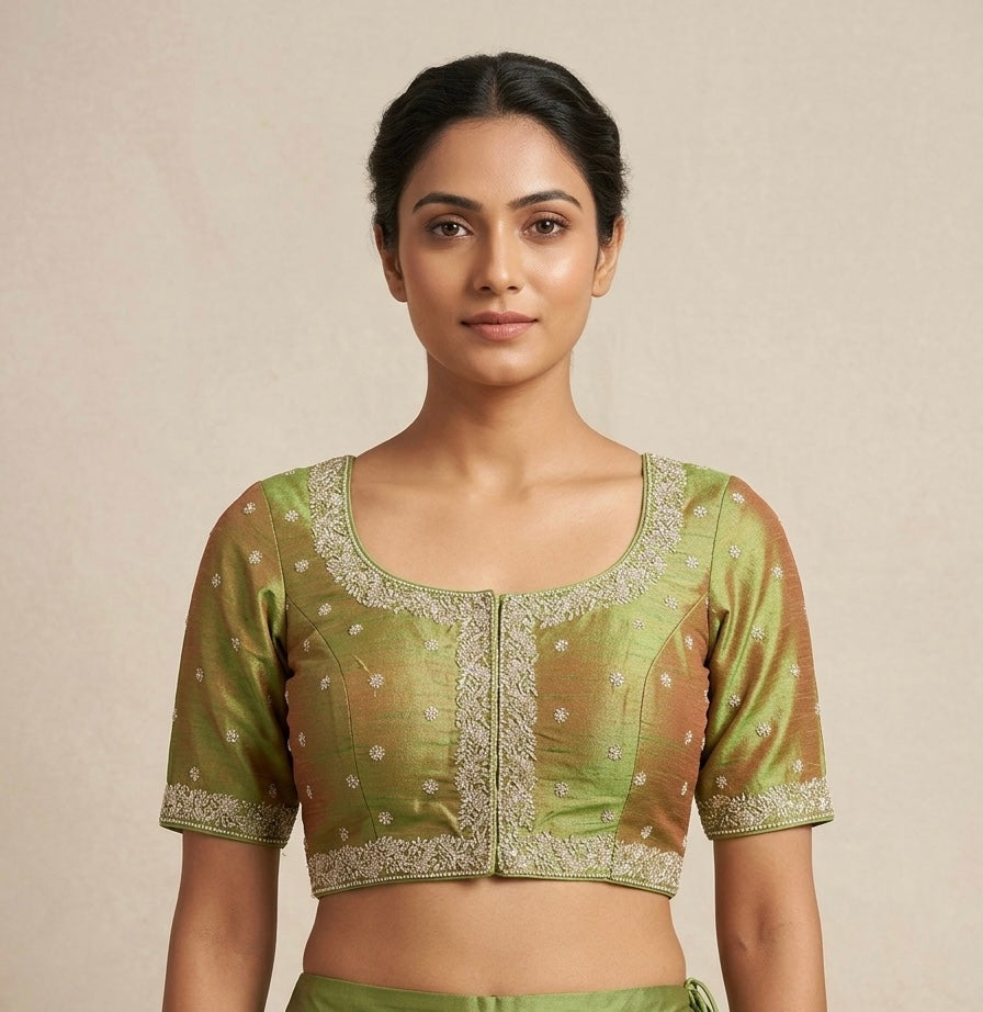 Silver heavy embroidery blouses