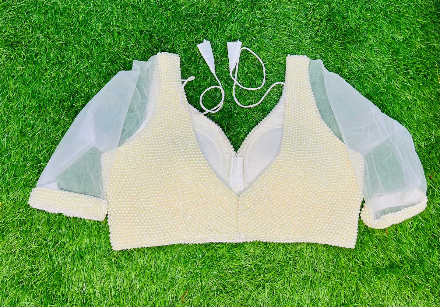 Pearl blouse with net hands