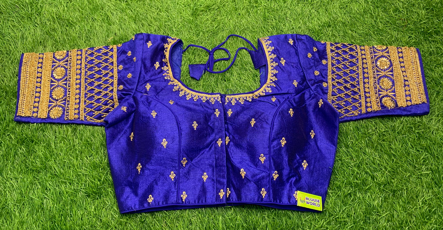 Royal blue heavy maggam work blouse