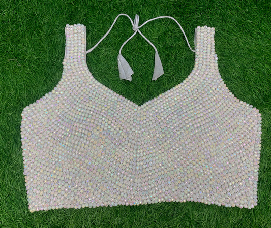 White Crystal sleeveless blouse
