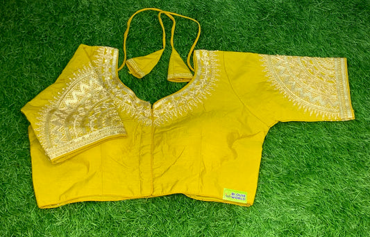 Lime yellow fancy design blouse