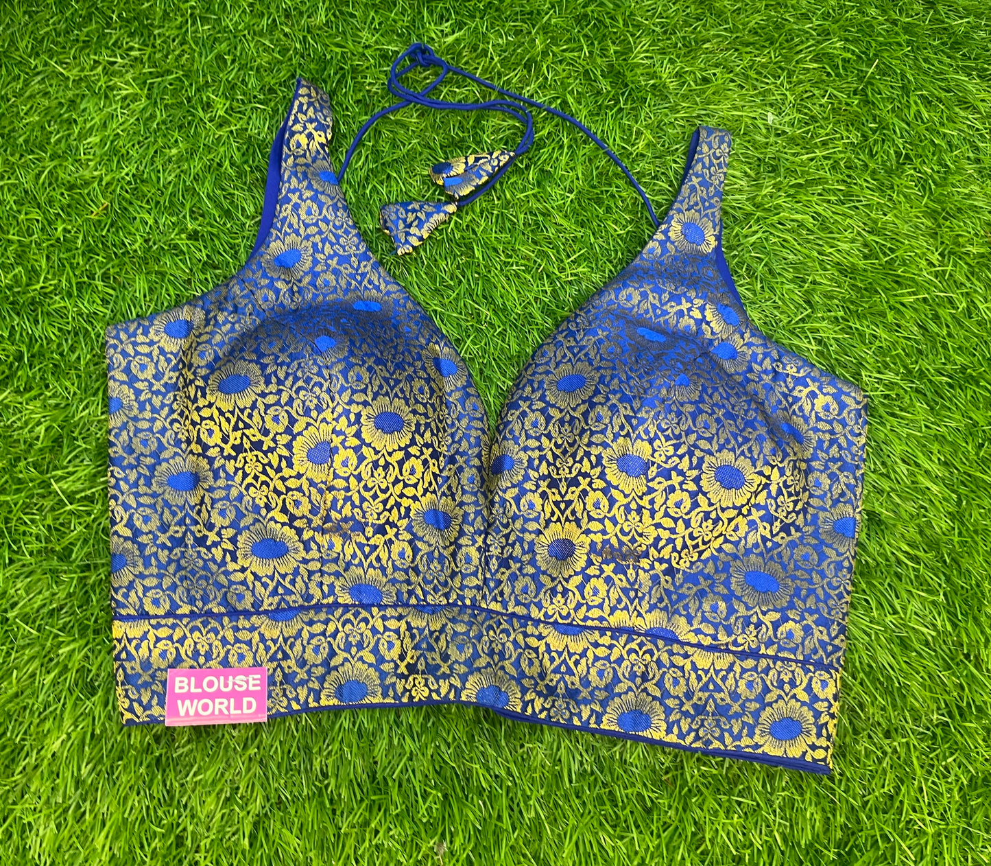 Royal blue v neck spaghetti blouse
