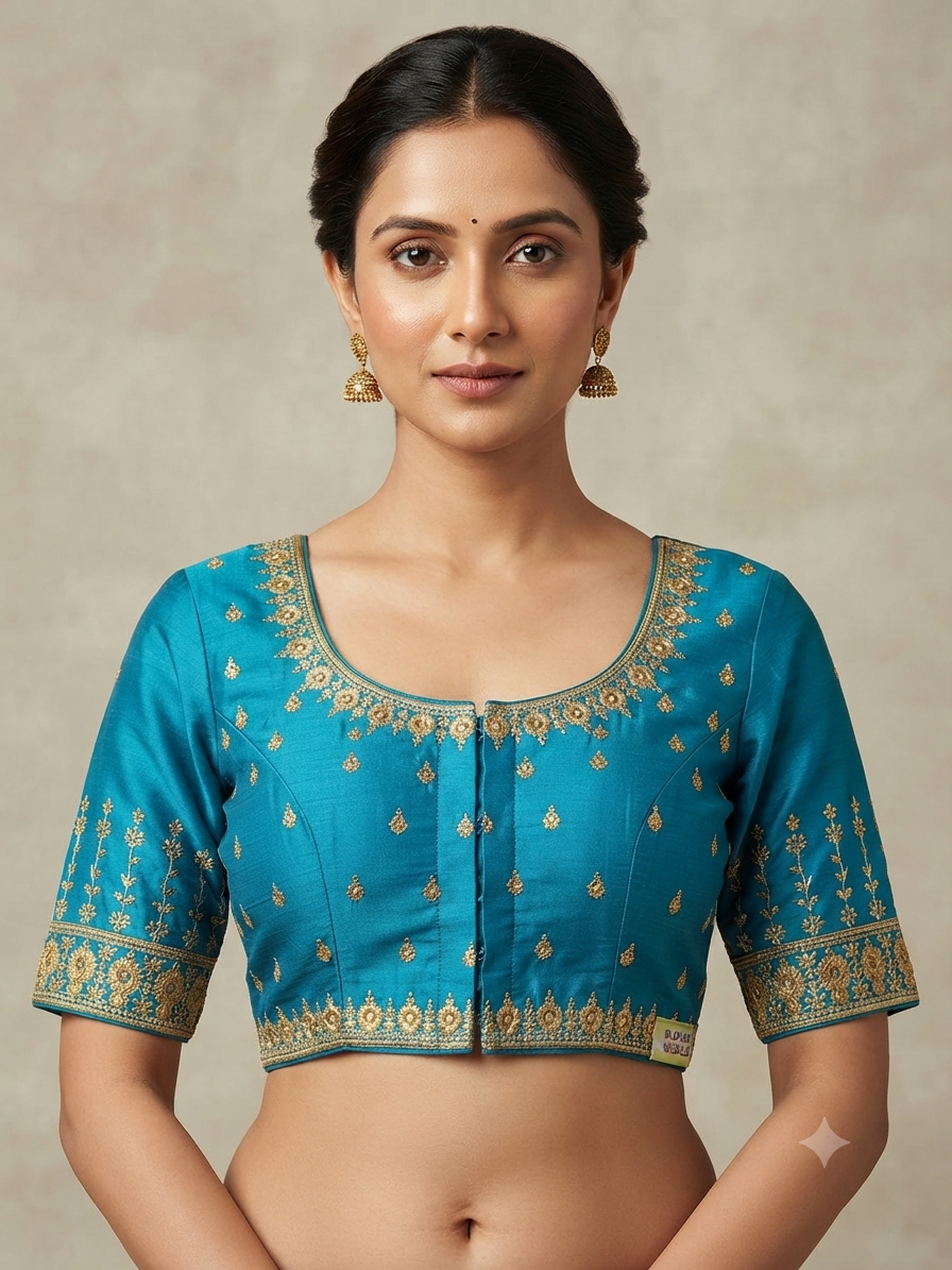 Sky Blue embroidery work Blouse 👚