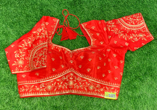 Red fancy embroidery blouse