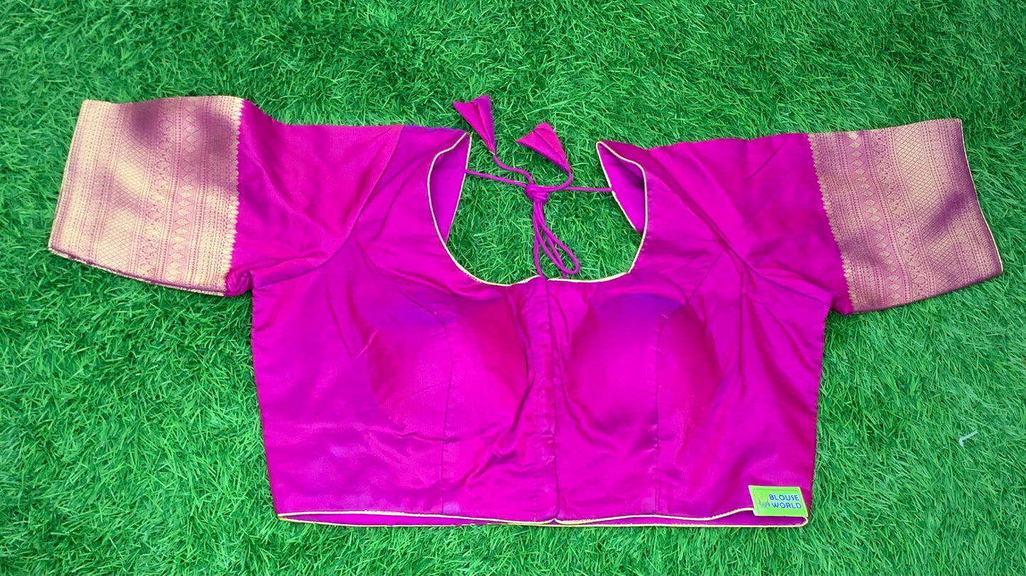 Magenta pink with hands Pattu border