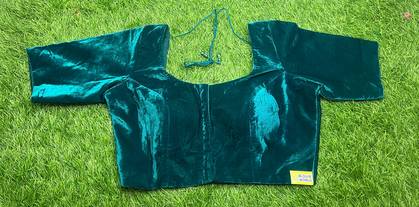 Rama blue/green velvet plain blouse with hands  👚