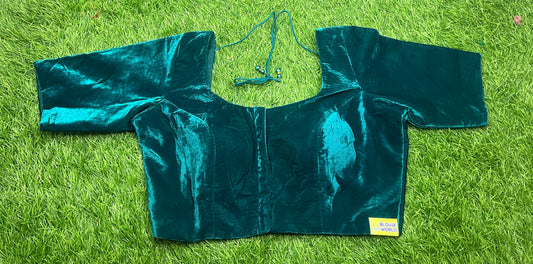 Rama blue/green velvet plain blouse with hands  👚