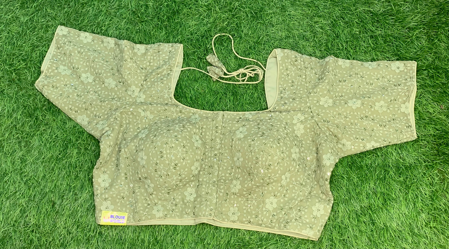 Pista green with hands fancy blouse