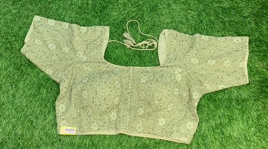 Pista green with hands fancy blouse