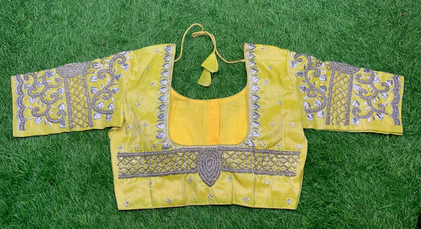 Lemon 🍋 yellow silver work blouse 👚