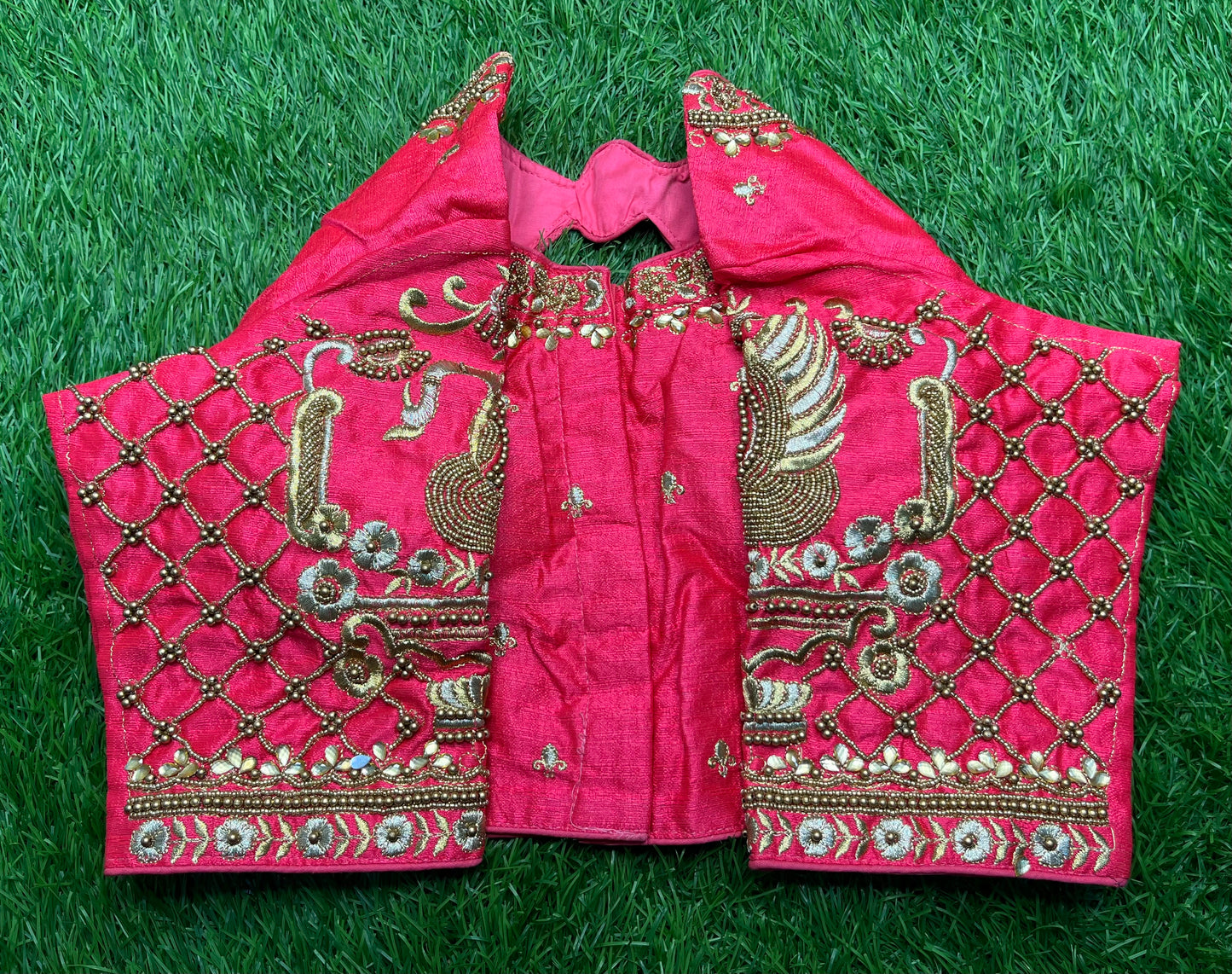 Peach 🍑 colour hand peacock 🦚 work back designer blouse 👚