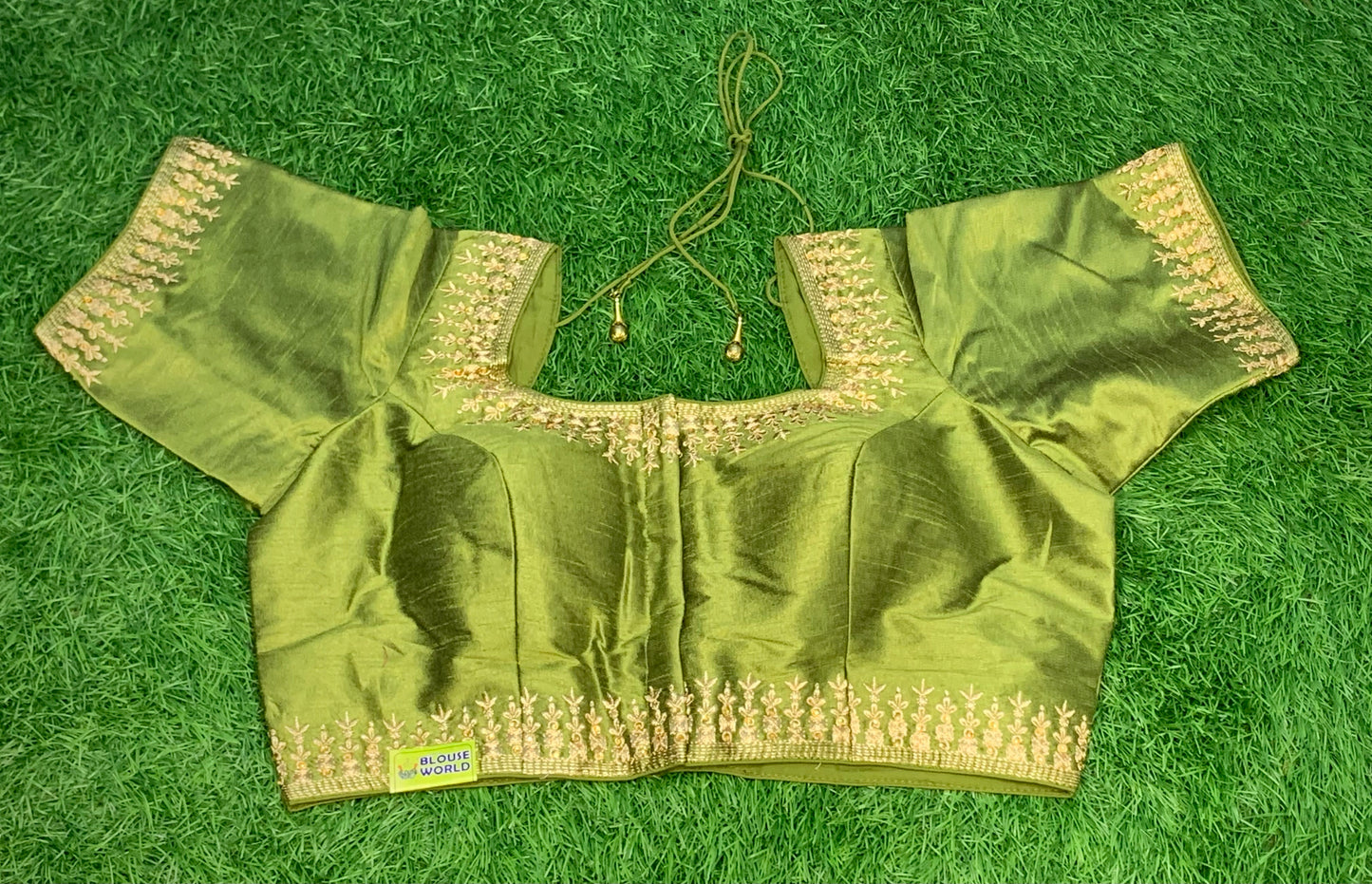 Mehndi green gold zari blouse