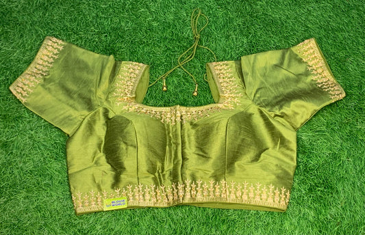 Mehndi green gold zari blouse