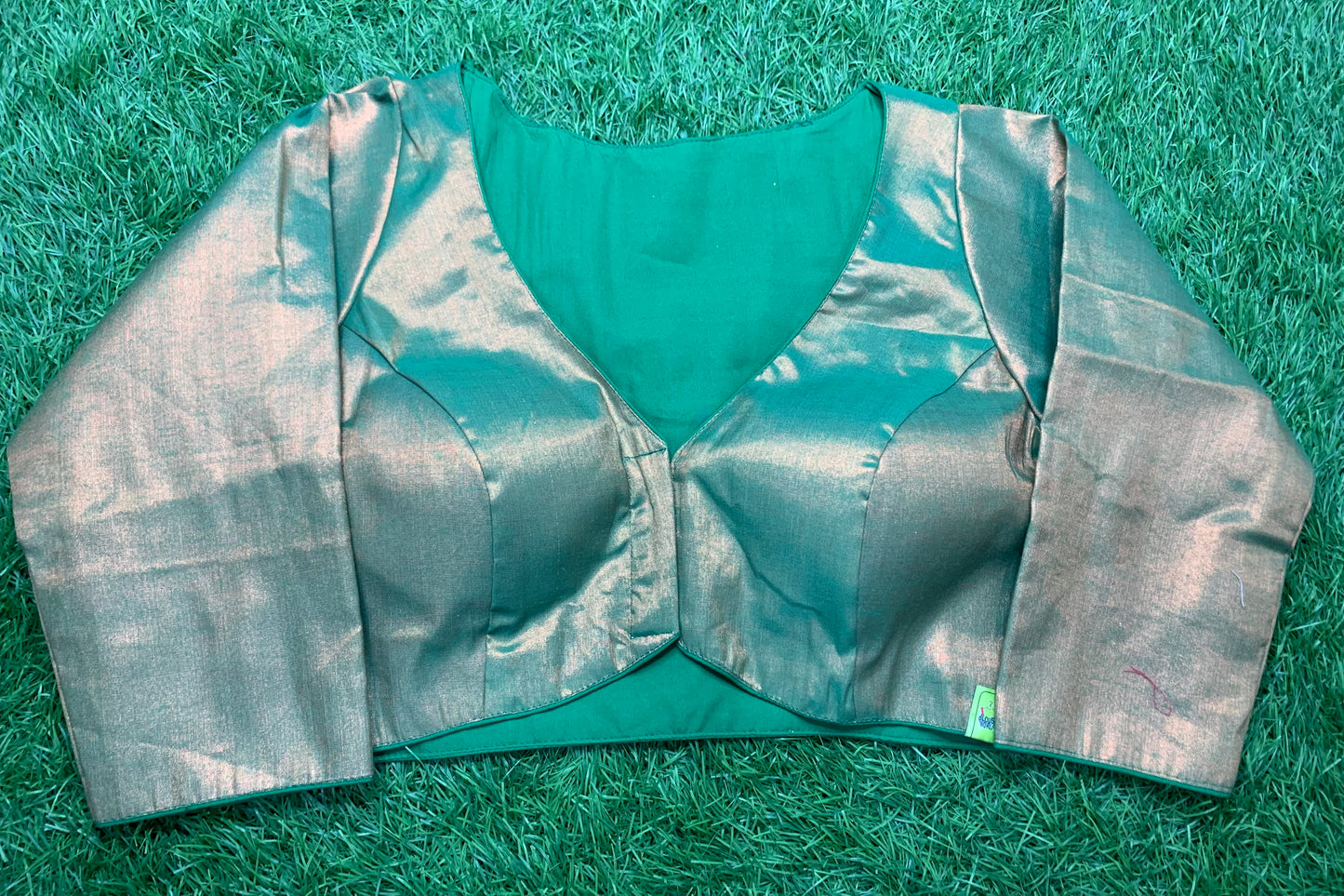 Rama green high neck v neck blouse 👚