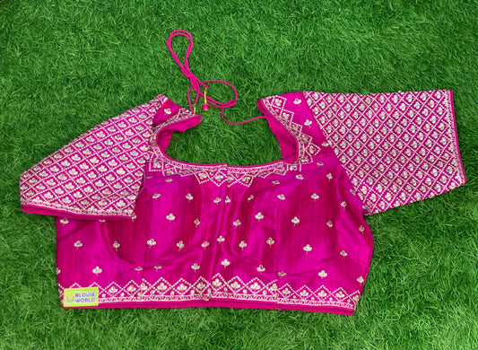 Pink dual shade silver embroidery blouse