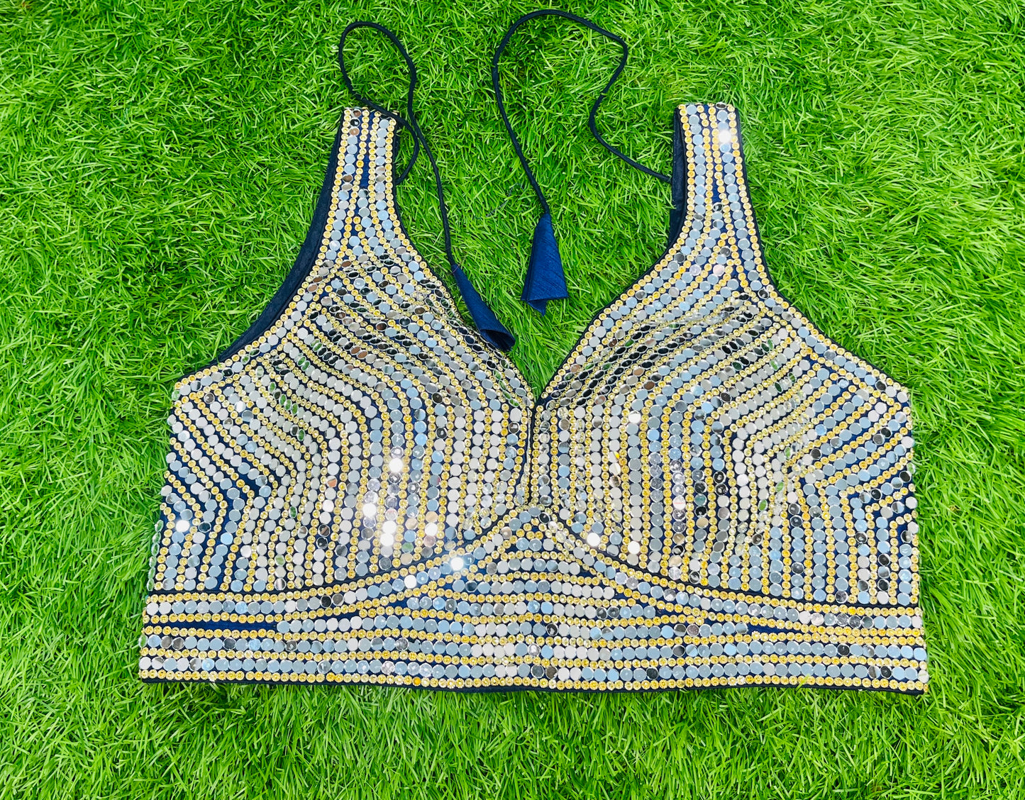 Navy blue mirror blouse