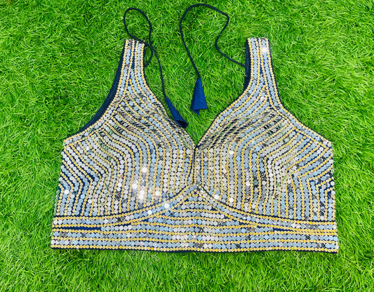 Navy blue mirror blouse
