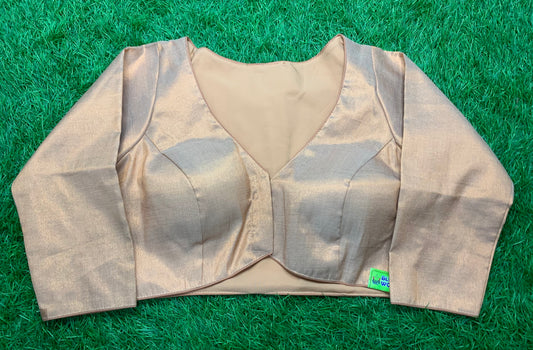 Gold high neck front v neck office wear designer blouse 👚