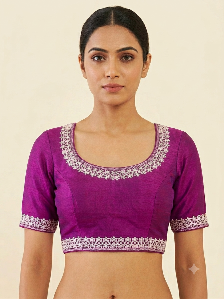 Silver embroidery work blouse