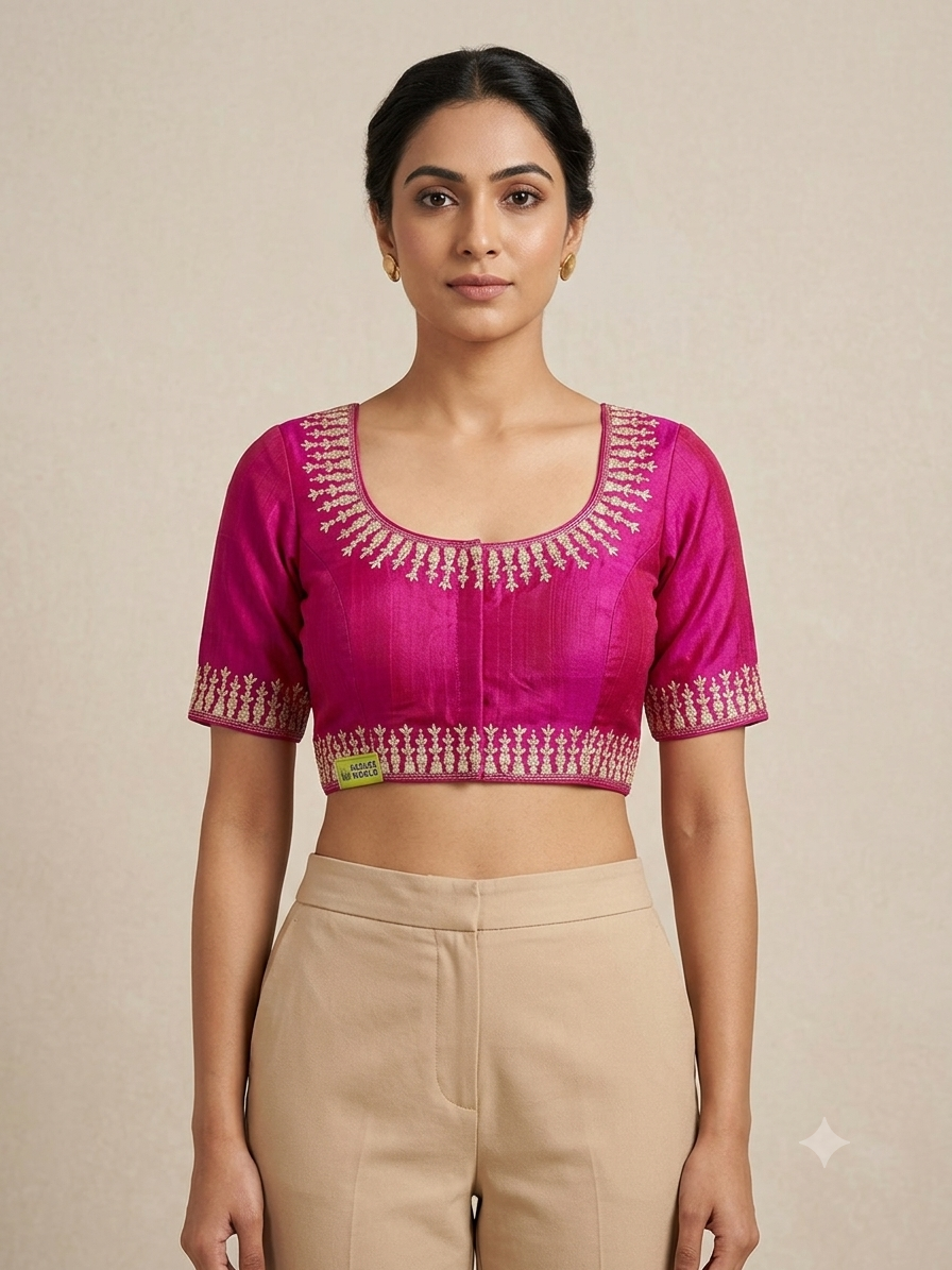 Embroidery rose gold zari blouse