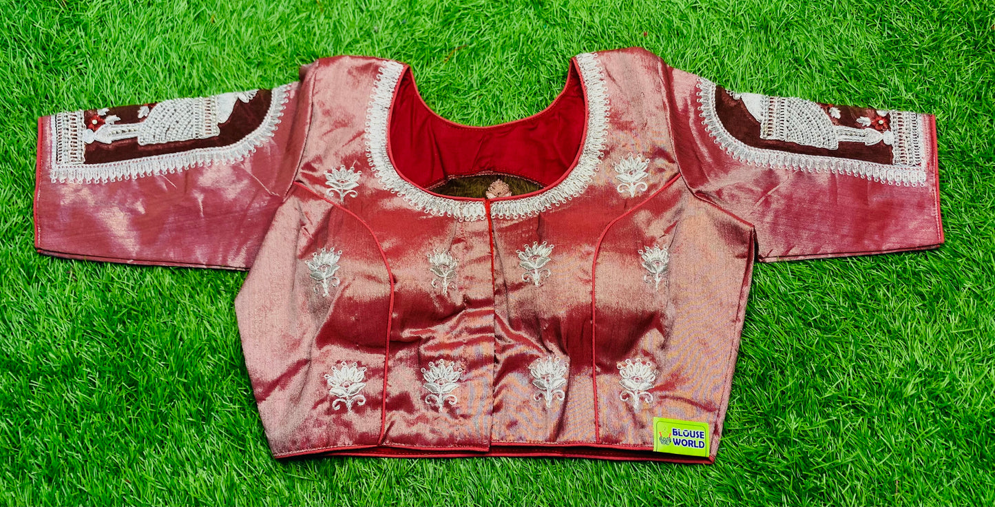 Marron mandap designer net work blouse 👚