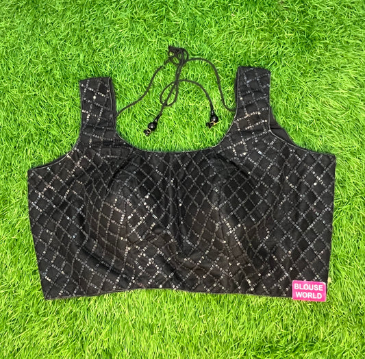 Black sequence sleeveless blouse