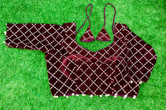 Vine colour velvet with hand blouse