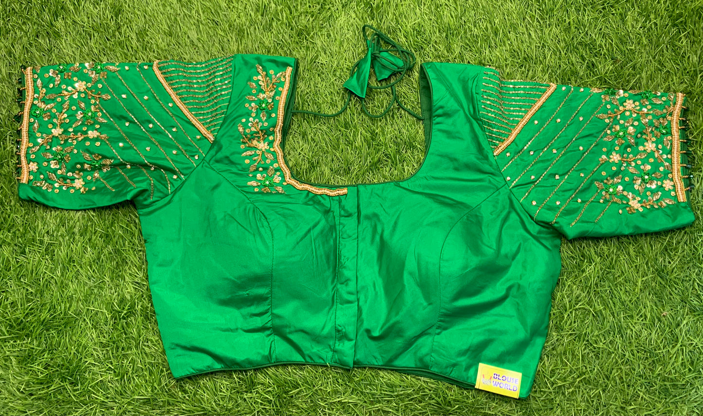 Green maggam work bridal wear blouse